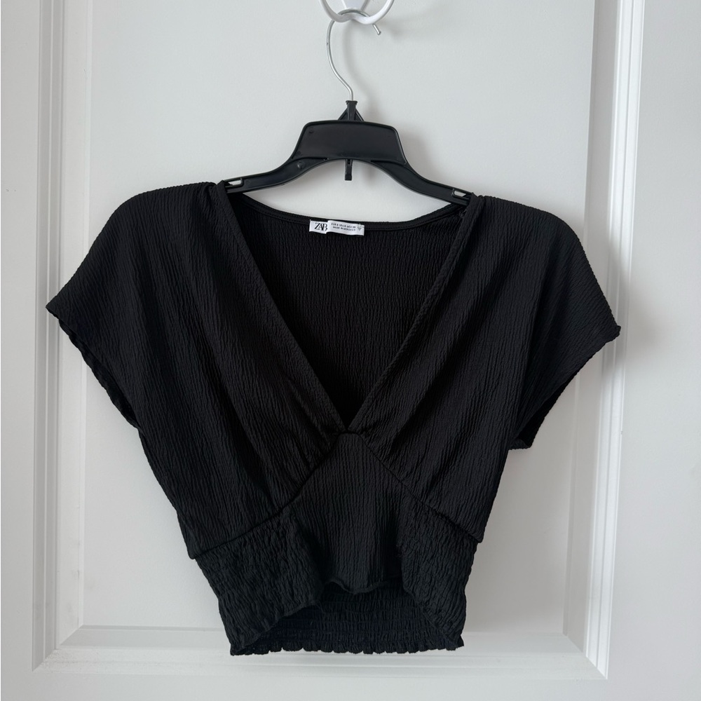 Zara Black V-Neck Women's Top
